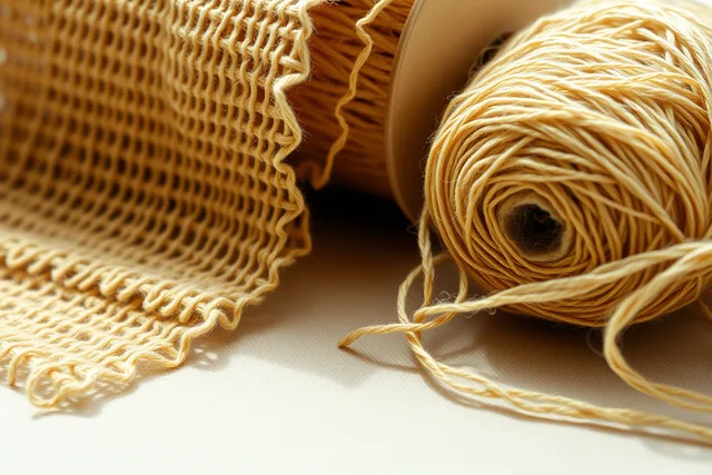 Close-up of bio-based textile fibers: woven plant fabric, cellulosic filament spool, biosynthetic yarn strand. Comparing the main routes for bio-based fibers on cost, fit and follow-through