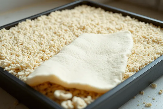 Mycelium composite sheet grown in a tray, lifted corner showing fibrous mat. Biofabricated materials compared by what each one is grown for