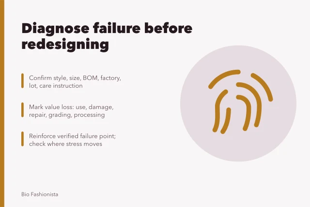 Diagnostic steps for circular fashion design failures and value loss. When is extra scrutiny worth it for fashion design?