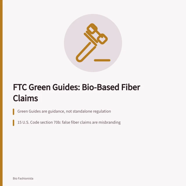 Card on FTC Green Guides rules for bio-based fiber claims. How FTC Green Guides apply to bio-based fiber claims