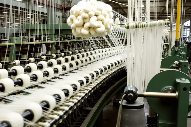 Ring spinning frame in a North Carolina mill running bio-based yarn. 5 things North Carolina's textile corridor offers bio-based fiber brands