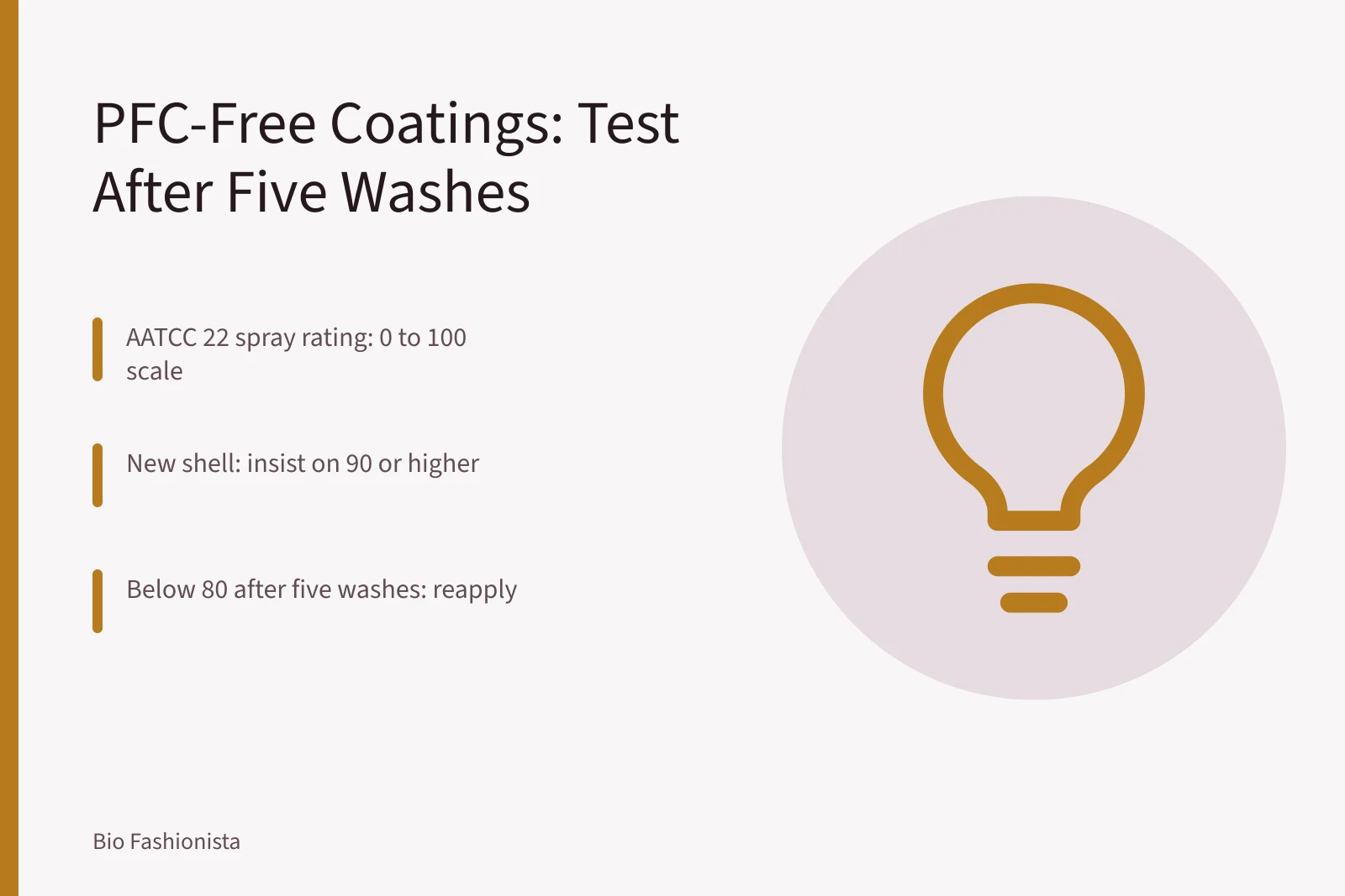 Water sprayed at an angle onto bio-based jacket fabric in a spray test rig. PFC-Free Waterproof Coatings on Bio-Based Jackets: Do They Work?